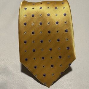 Firenze Mens Tie 100% Silk 3" x 62" Gold Geometric Pattern Necktie Formal